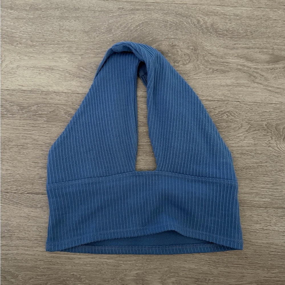 Urban Outfitters Blue Ribbed Crop Top